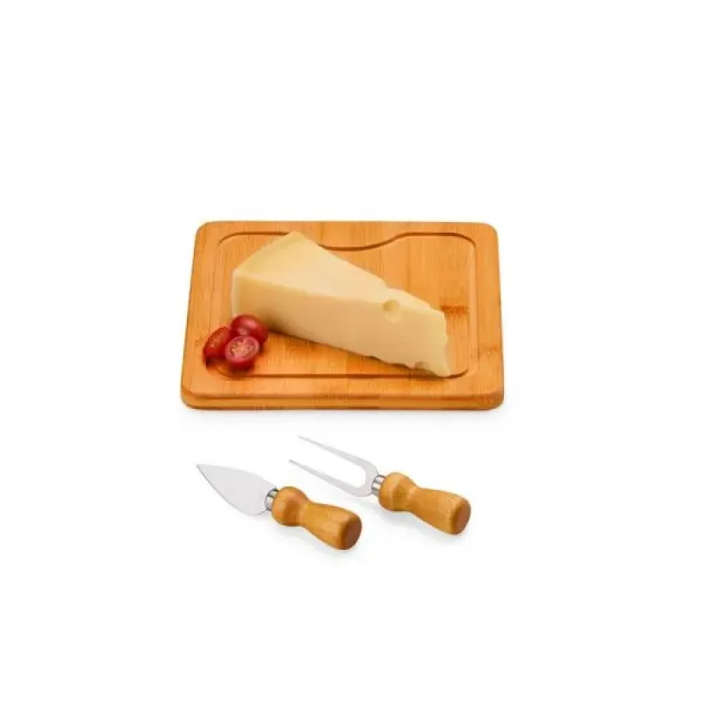 CONJ. PARA QUEIJO EM BAMBU / MADEIRA / INOX - 3 PÇS