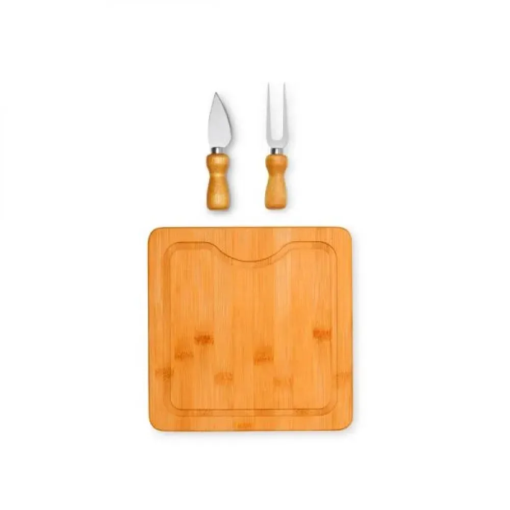 CONJ. PARA QUEIJO EM BAMBU / MADEIRA / INOX - 3 PÇS