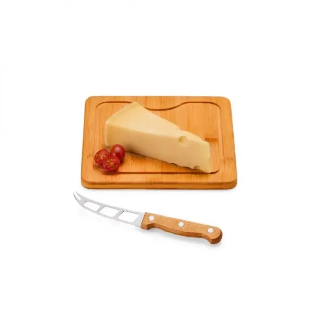 CONJUNTO PARA QUEIJO EM BAMBU/MADEIRA/INOX - 2 PÇS