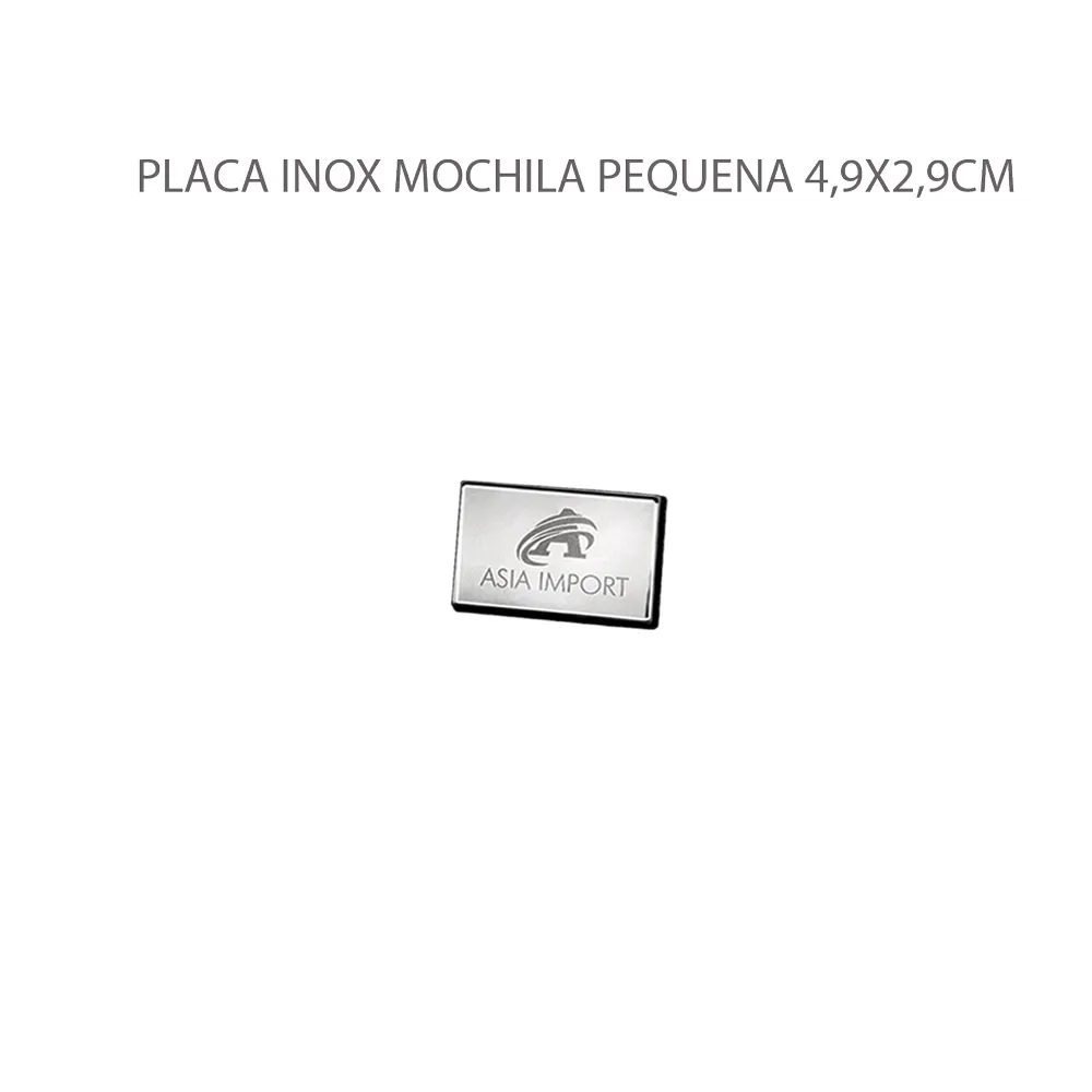 PLACA INOX MOCHILA PEQUENA 4,9X2,9CM