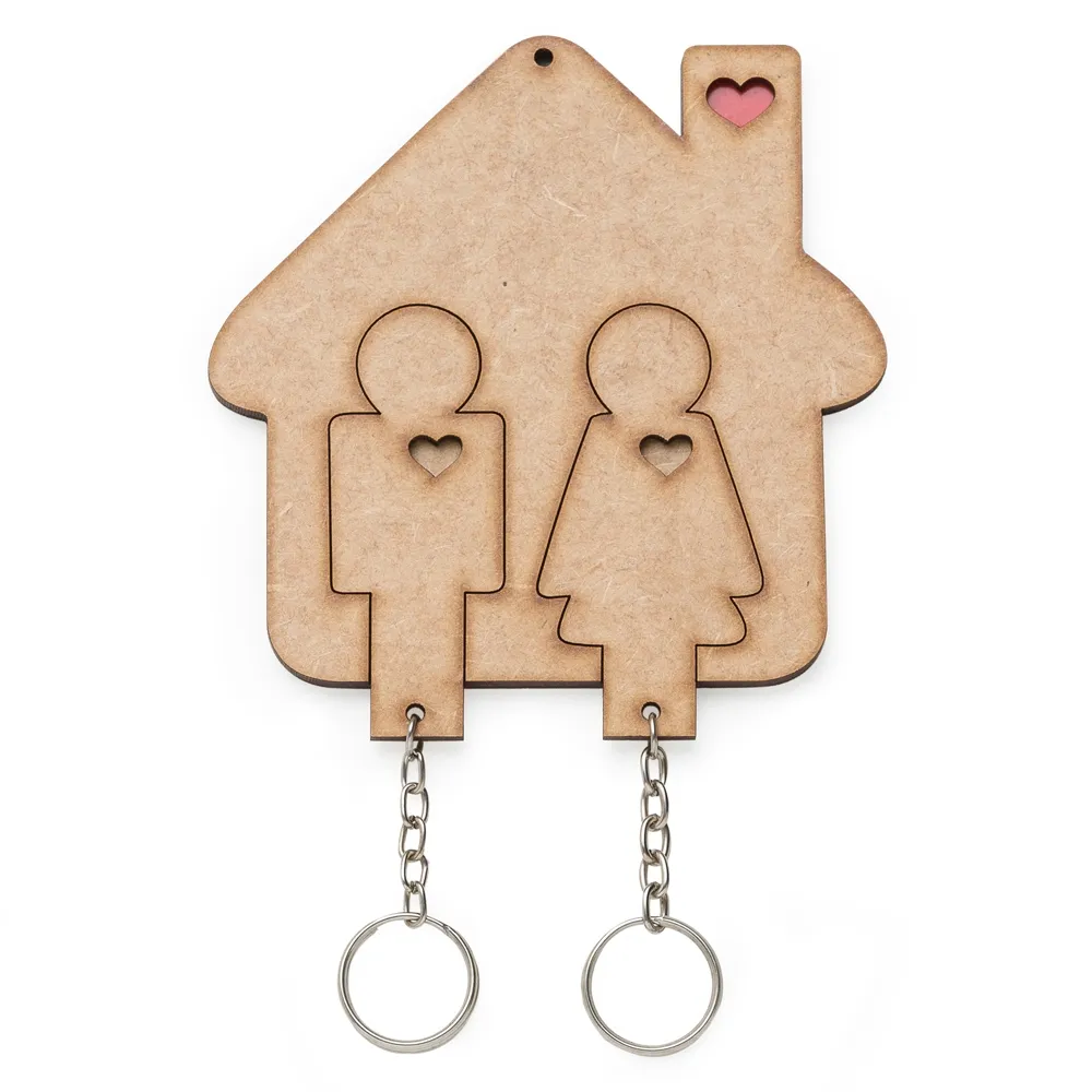 #Porta Chaves Casinha com Chaveiro Formato Casal-13572