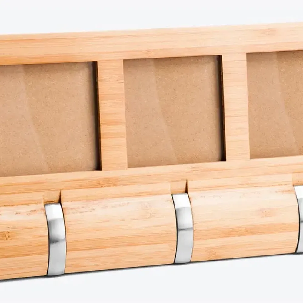 PORTA-RETRATOS COM CABIDEIROS TRIPLO EM BAMBU GENEBRA