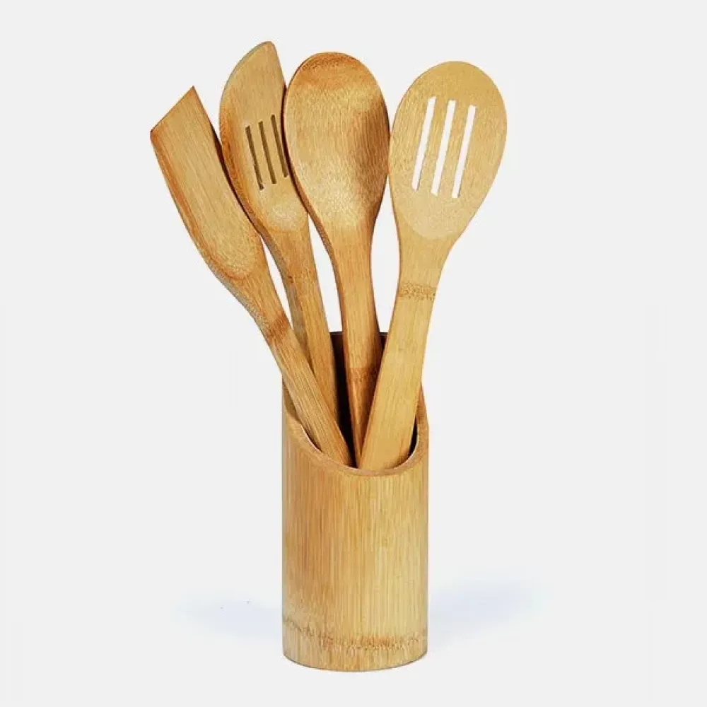 CONJUNTO DE UTENSÍLIOS EM BAMBU  - 5 PÇS-PU-00253