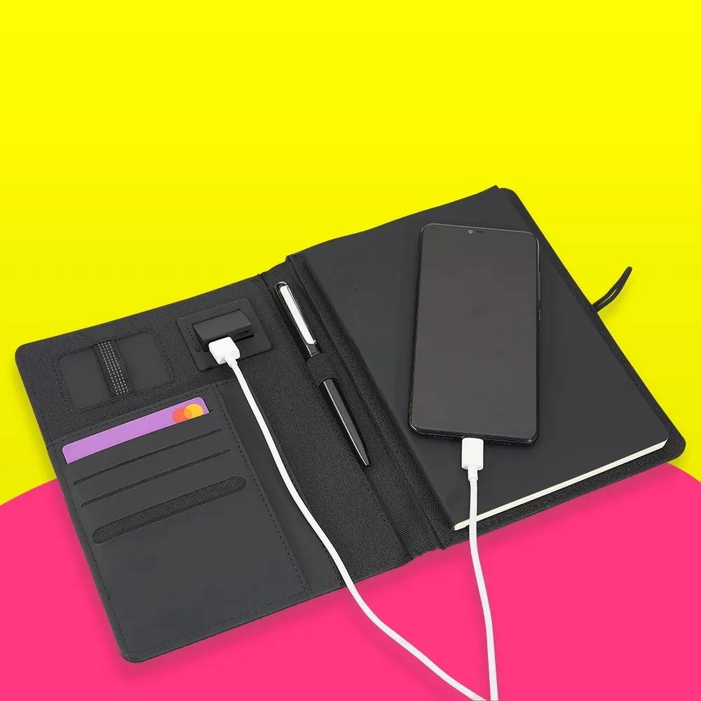 Caderno de anotações com Power Bank de 4.000mAh