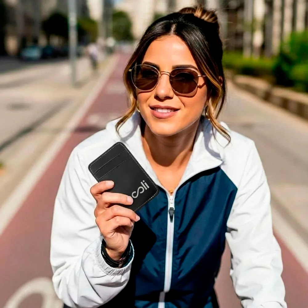 Porta-Cartões Bifólio Slim com Fecho Elástico