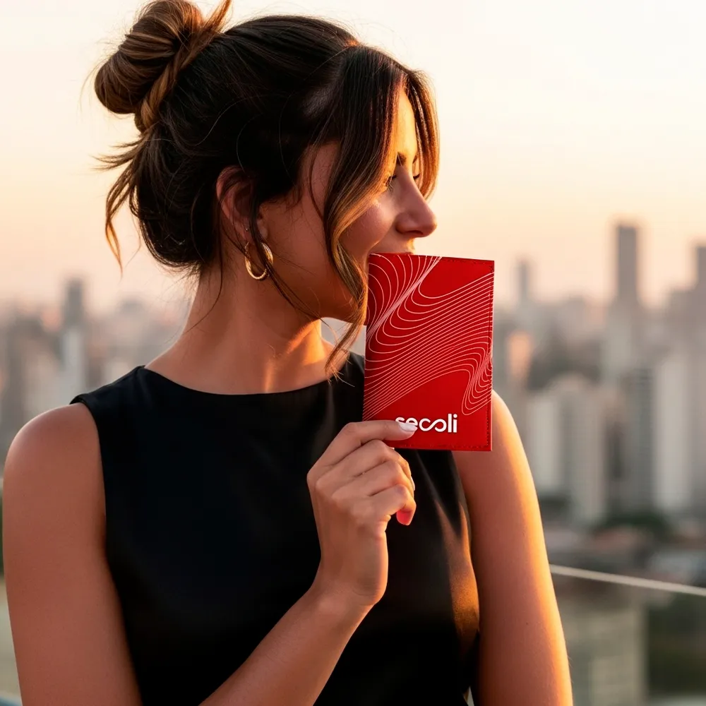 Porta-Cartões Bifólio Slim com Janela