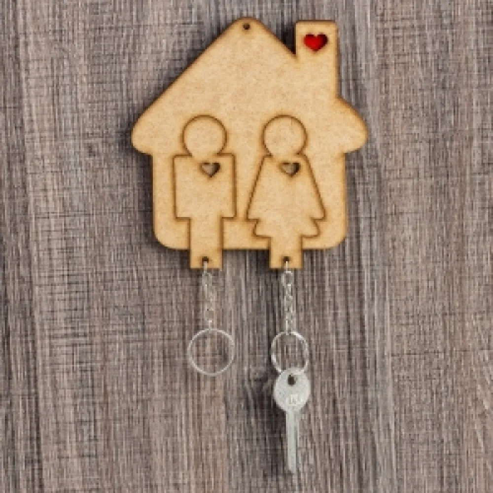 #Porta Chaves Casinha com Chaveiro Formato Casal
