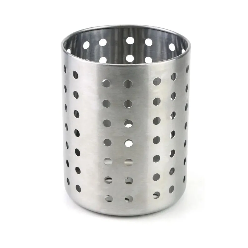 Porta Talher Em Inox Redondo Vazado 9,5 X 12cm-PTL02