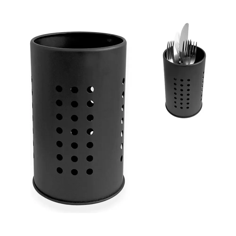 Porta Talheres Utensílios De Cozinha Em Aço Inox Vazado-PTL01