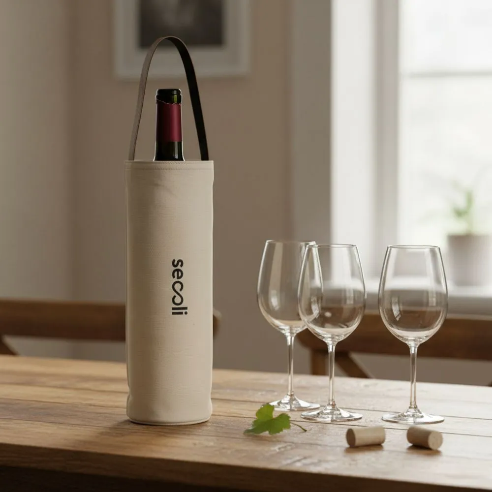 Porta Vinho Térmico Compacto com Zíper e Alça Lateral