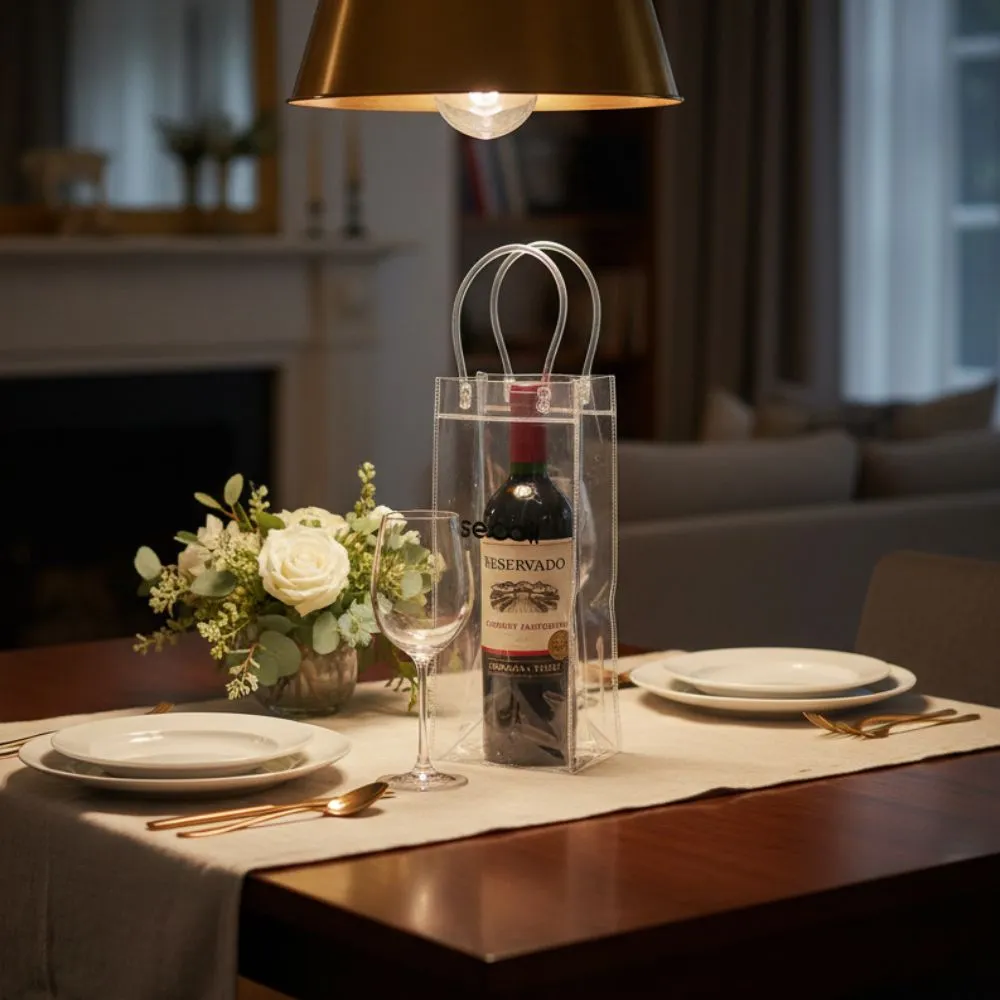 Porta Vinho Transparente com Alça e Logo