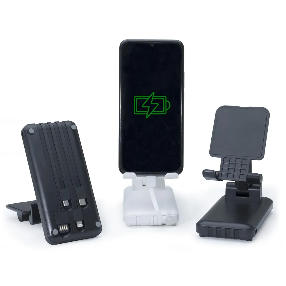 Power Bank Personalizado 10.000mAh Multissaídas com Suporte para Celular ou Tablet