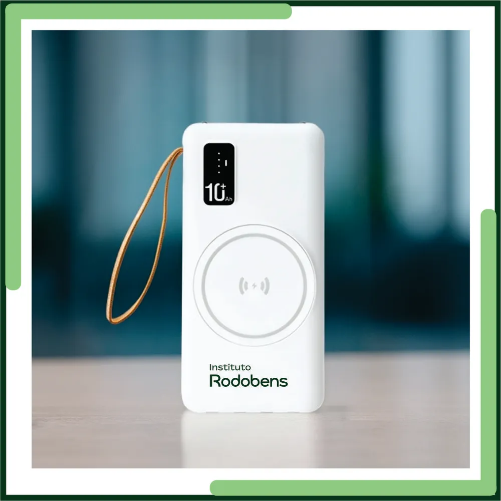 Power Bank 10.000mAh com Carregamento via Indução ou via Cabo