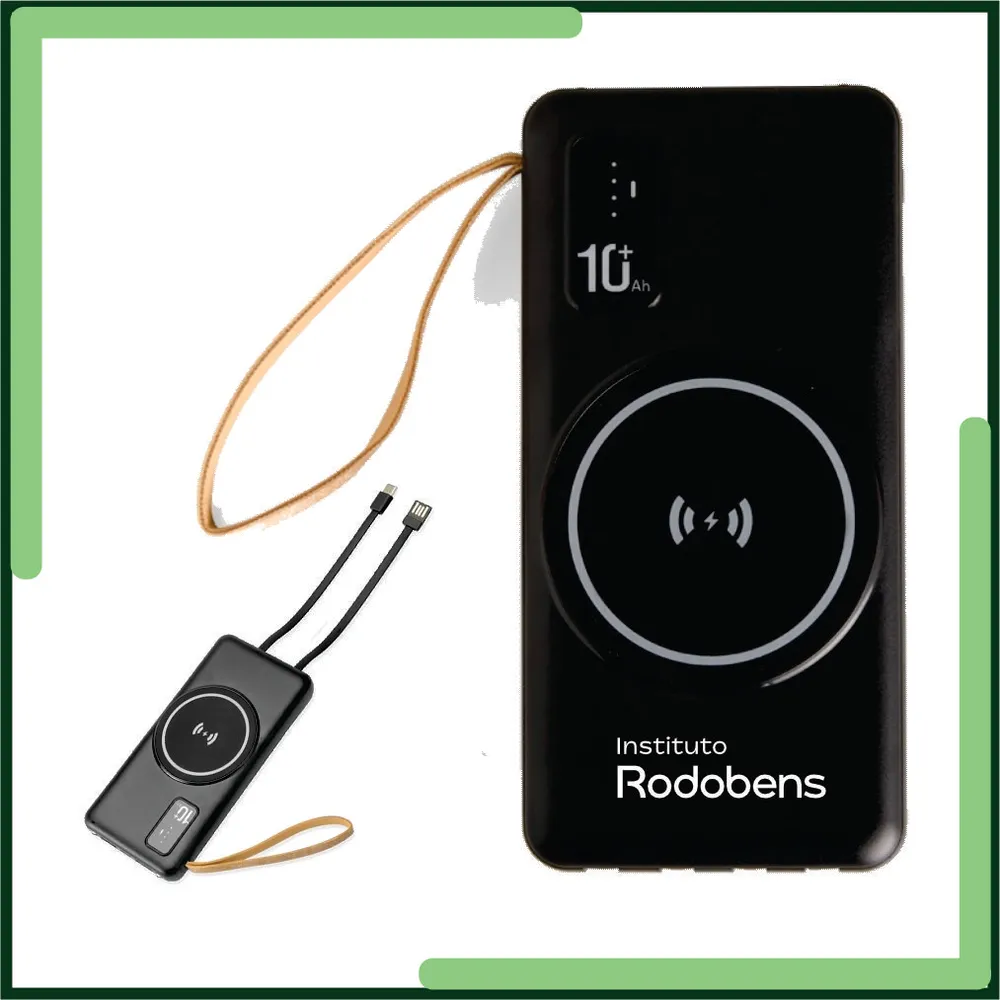 Power Bank 10.000mAh com Carregamento via Indução ou via Cabo