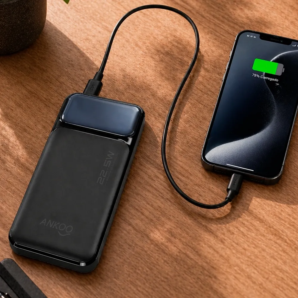 Power Bank 10.000mAh com Painel e Multissaídas