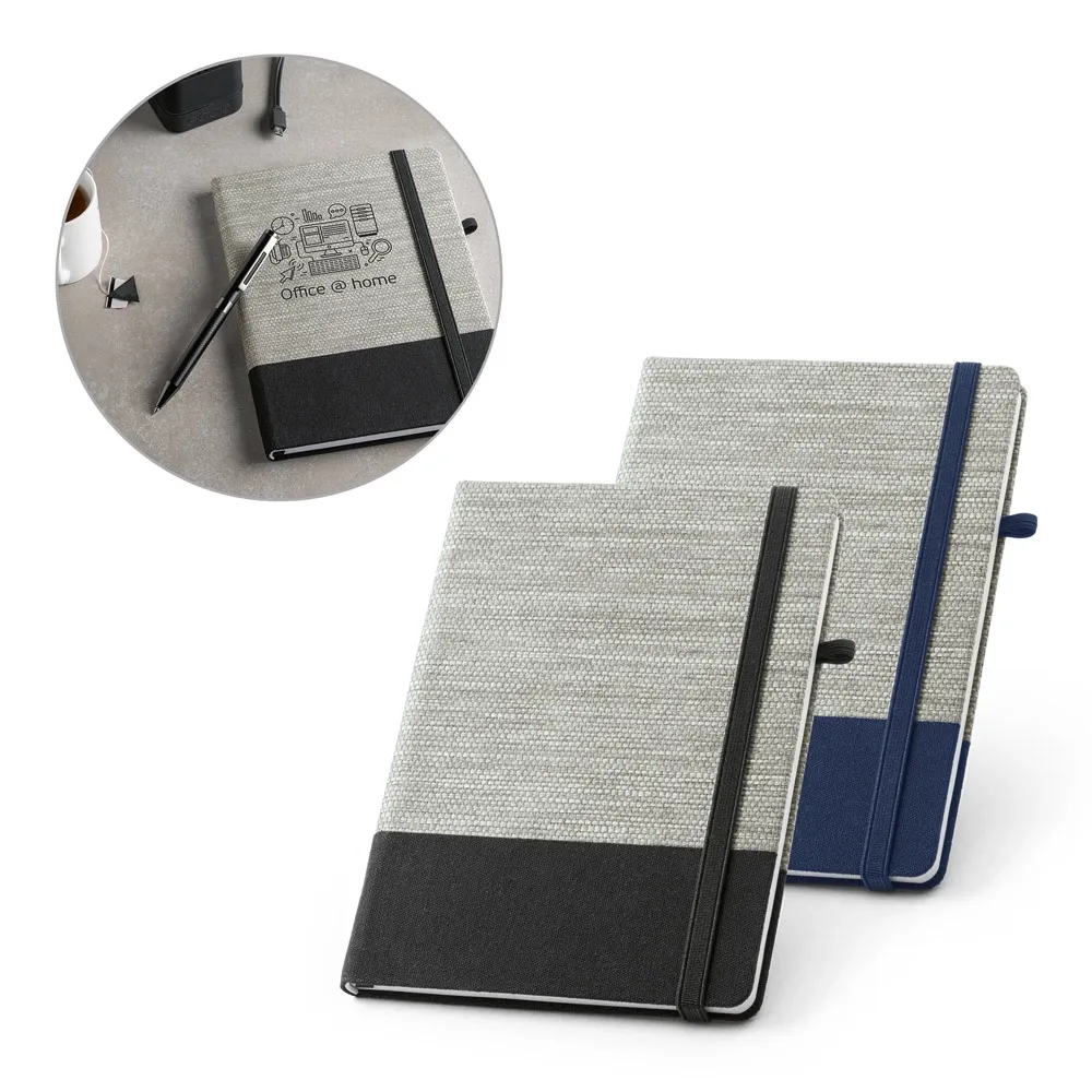 ROUSSEAU II. Caderno A5 em palha e algodão canvas com folhas pautadas-003MRP53268