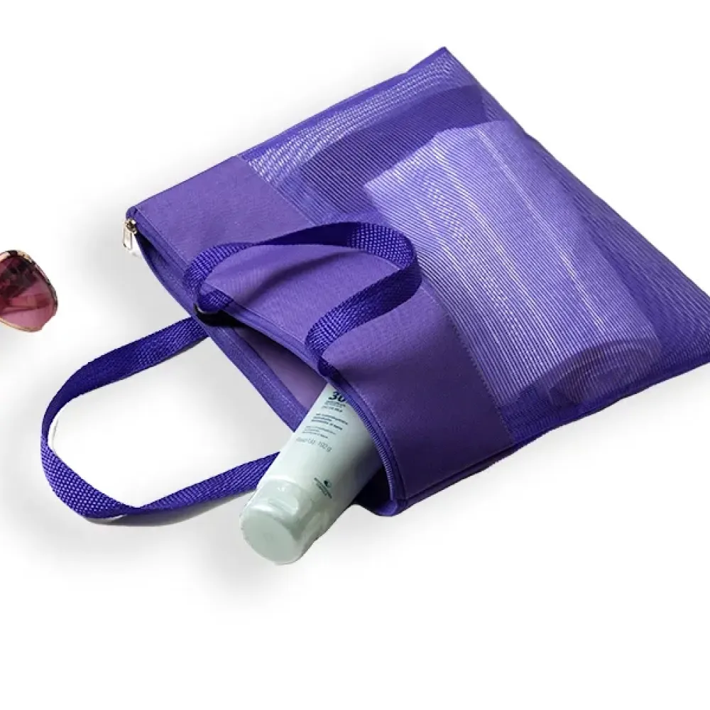 SACOLA DE MÃO EM NYLON 600 E TELA SANET - ROXO-CS-03028-ROX