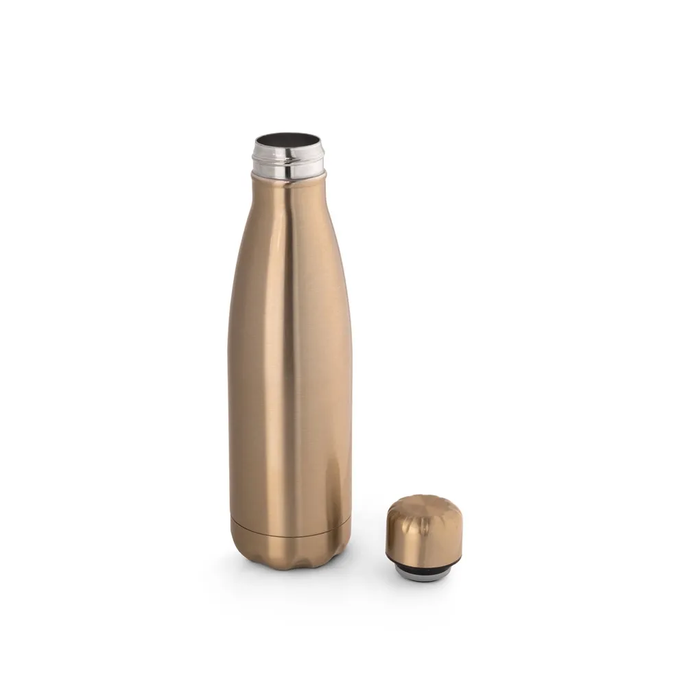 SHOW METALLIC. Garrafa térmica em aço inox de parede dupla isolada a vácuo, com acabamento metalizado (510 mL)