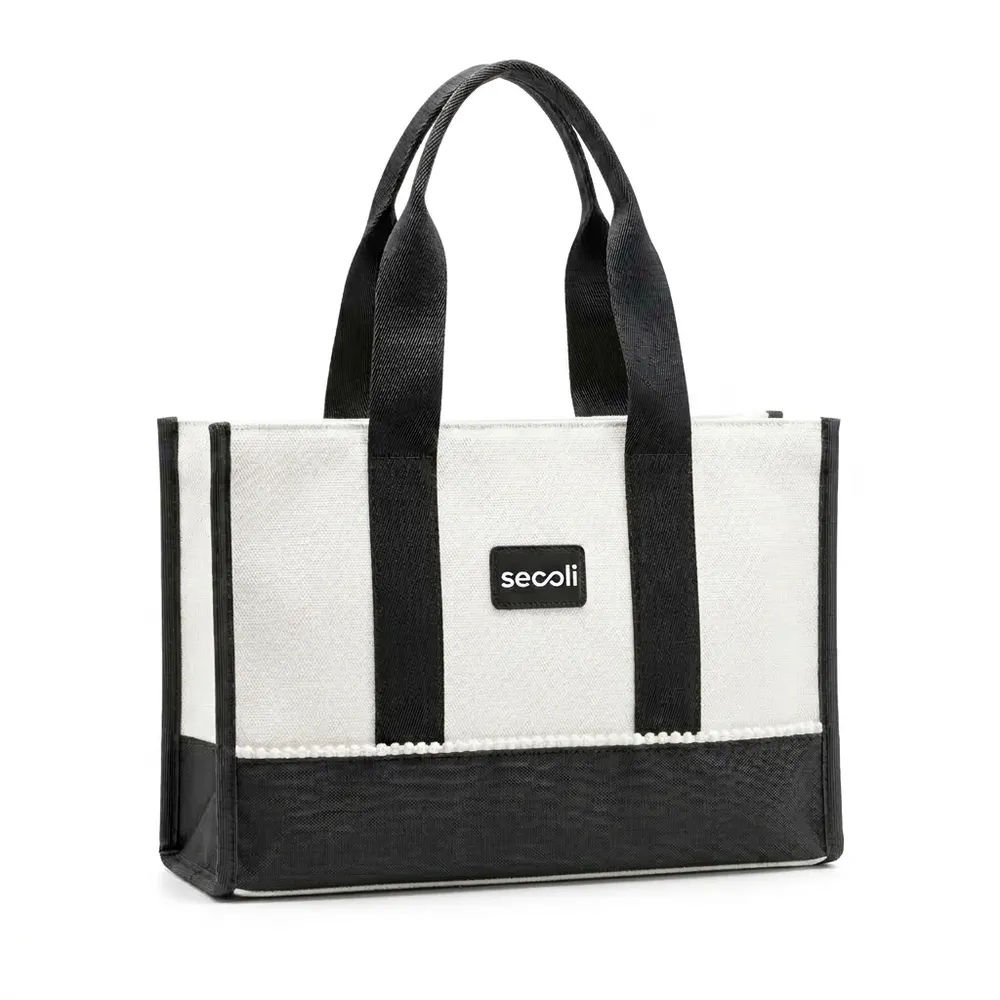 Sacola Tote Bag em Lona Bicolor