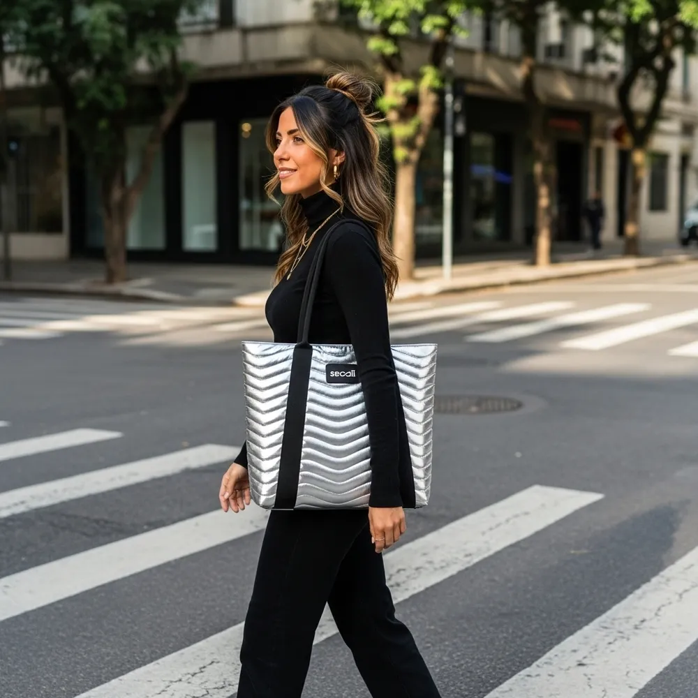 Sacola Tote Metalizada Acolchoada Premium