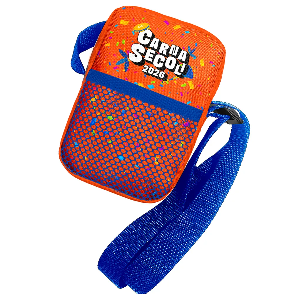 Shoulder bag vertical compacta com bolso em tela