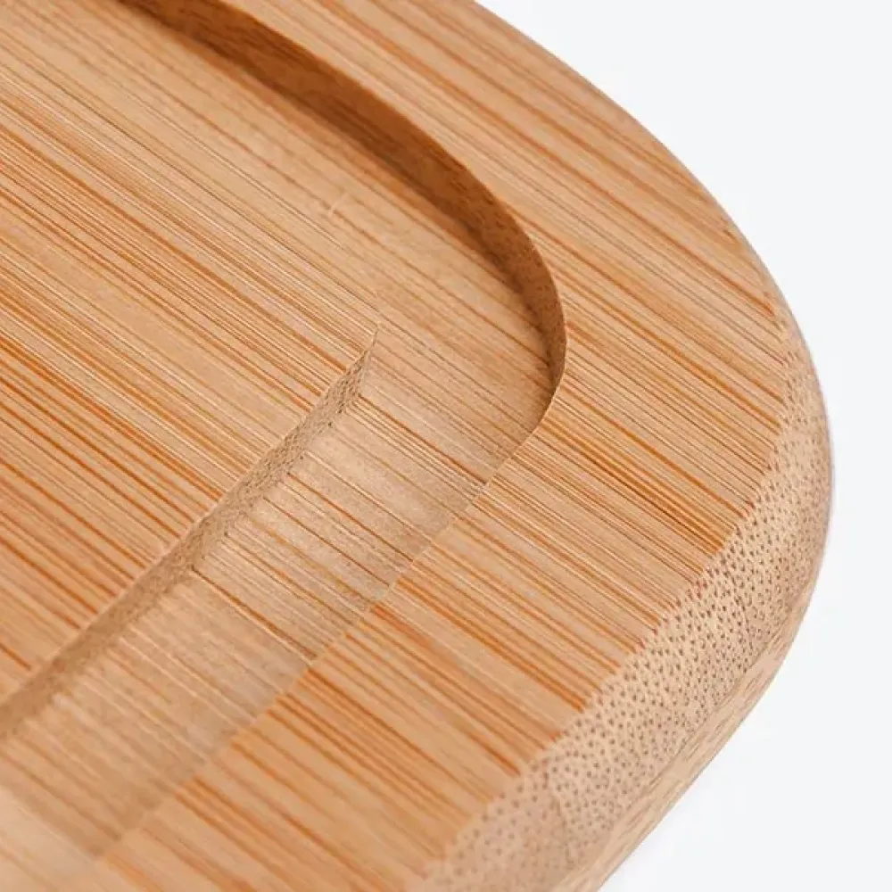 TÁBUA PARA CHURRASCO EM BAMBU 37CM ARREDONDADA