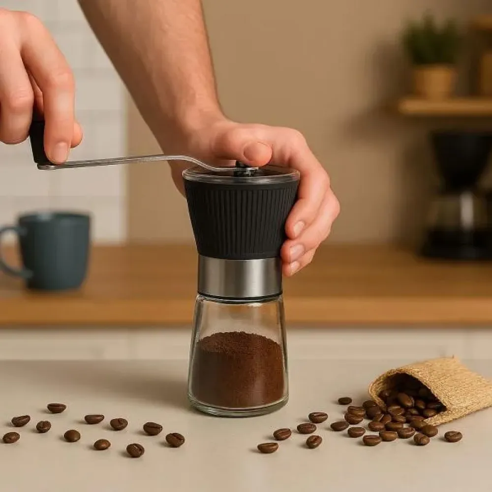 MOEDOR PARA CAFÉ EM VIDRO / INOX