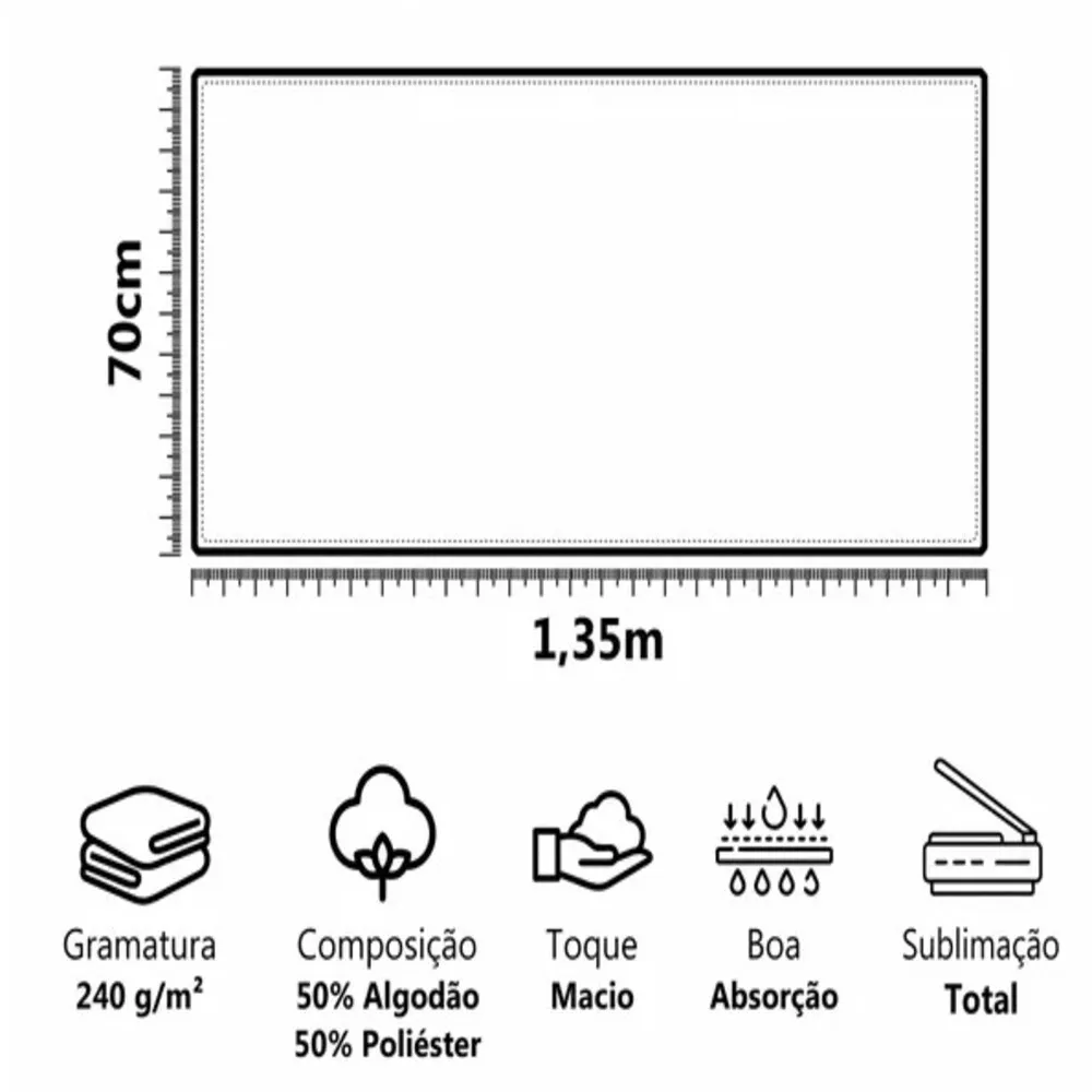 Toalha de Praia para Sublimação Total 240g/m² - Summer