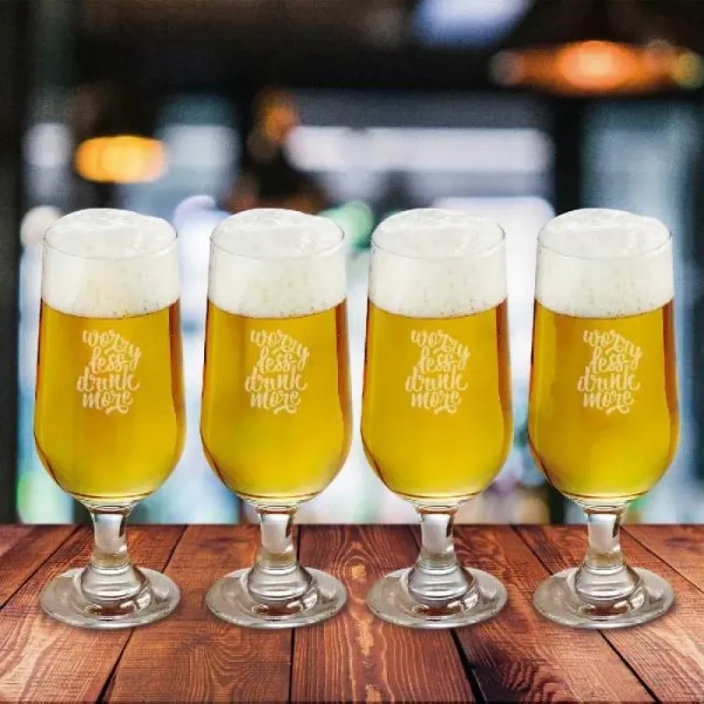 JOGO DE COPOS VIDRO P / CERVEJA / DRINK 300 ML - 4 PÇS