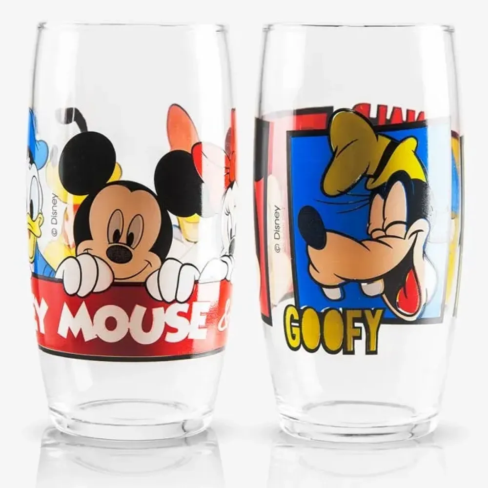 JOGO DE COPOS VIDRO 300 ML - MICKEY E AMIGOS - 2 PÇS