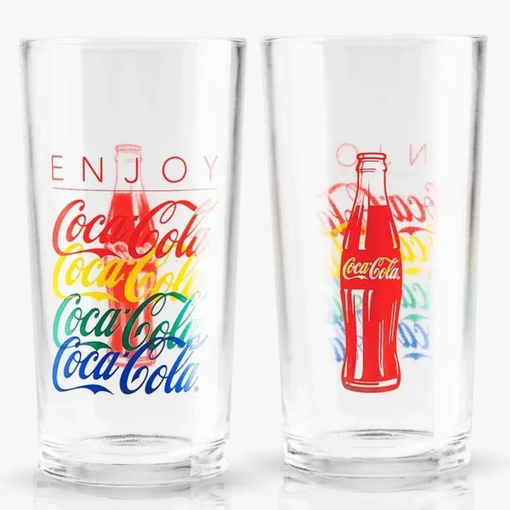 JOGO DE COPOS VIDRO 390 ML - COCA COLA SUMMER - 2 PÇS