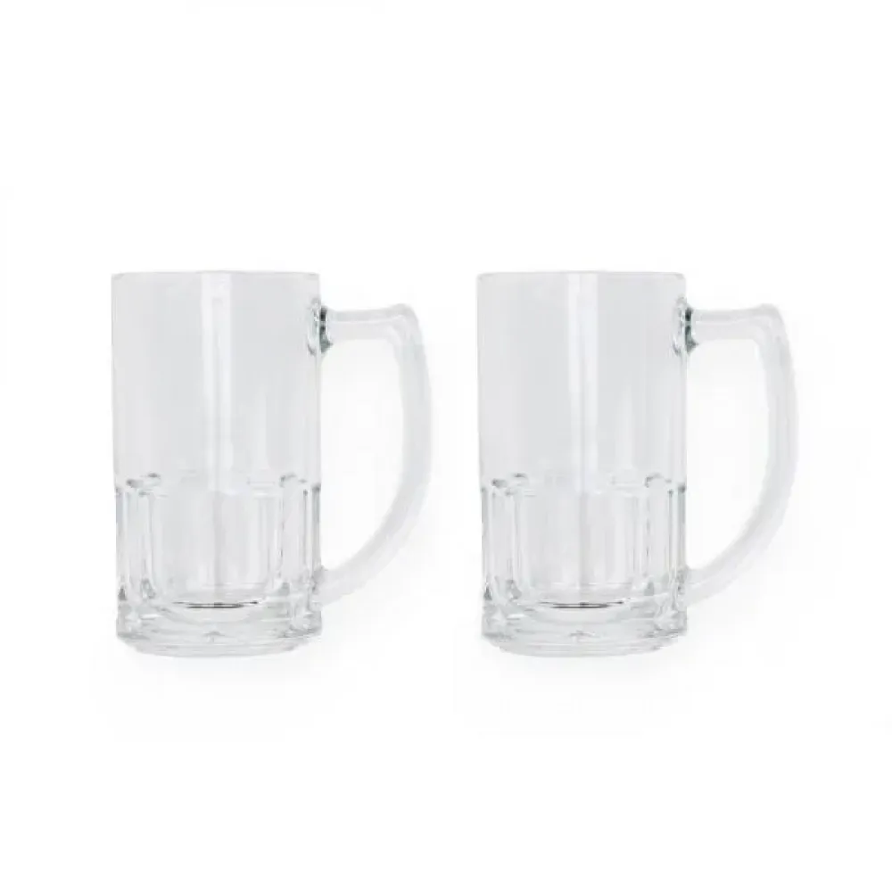JOGO DE CANECAS DE VIDRO P/ CERVEJA 340 ML - 2 PÇS