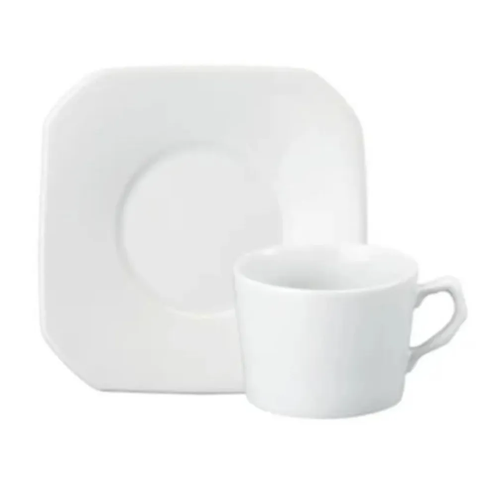 Xícara Chá Branca C/ Pires Quadrado-01