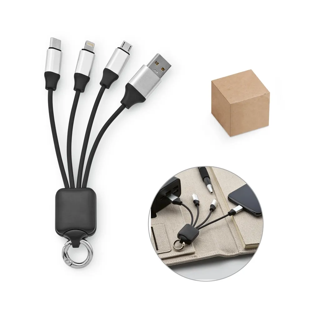 YALOW. Cabo USB de carregamento rápido 3 em 1 com corpo em PET 100% reciclado (100% rPET)-97173