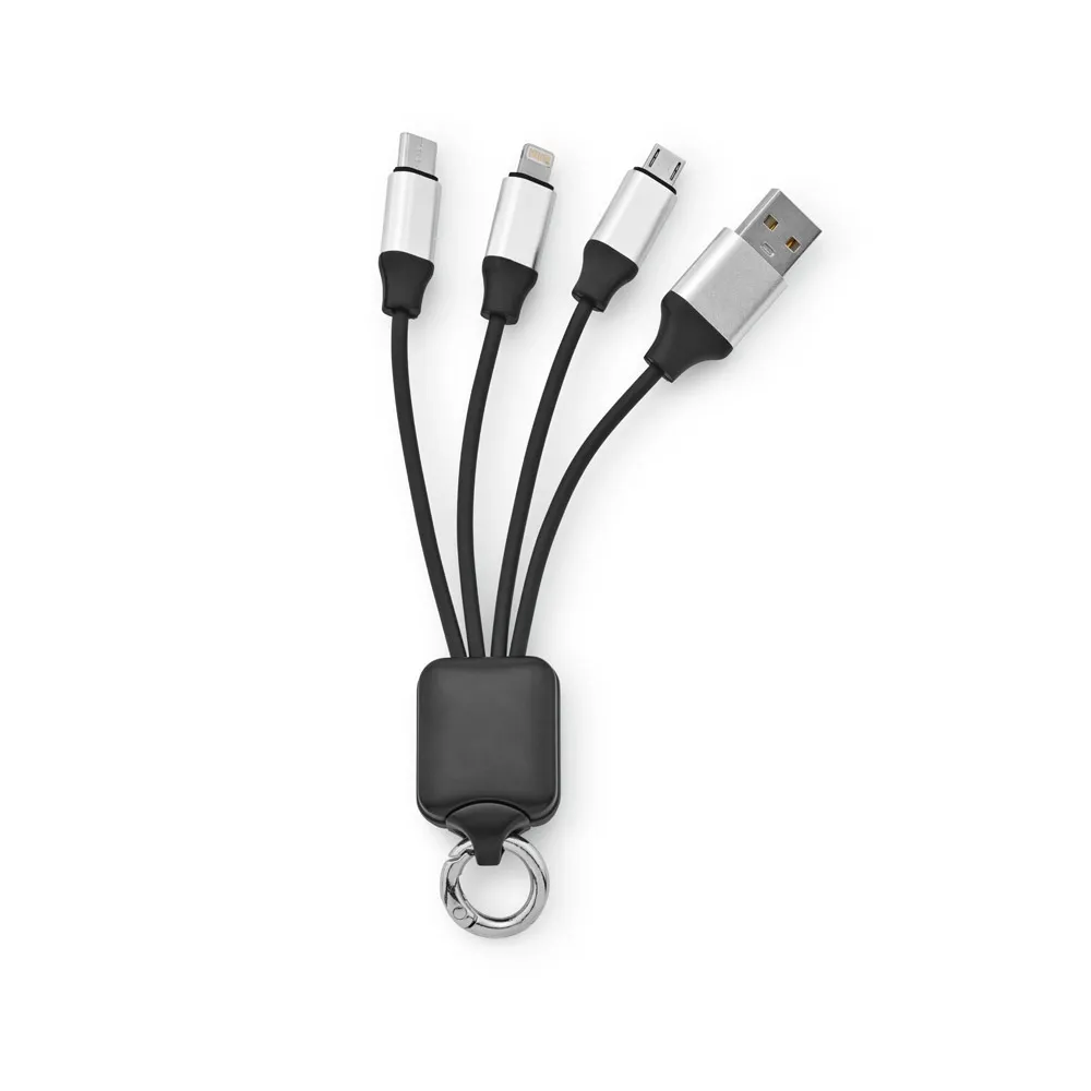 YALOW. Cabo USB de carregamento rápido 3 em 1 com corpo em PET 100% reciclado (100% rPET)-97173