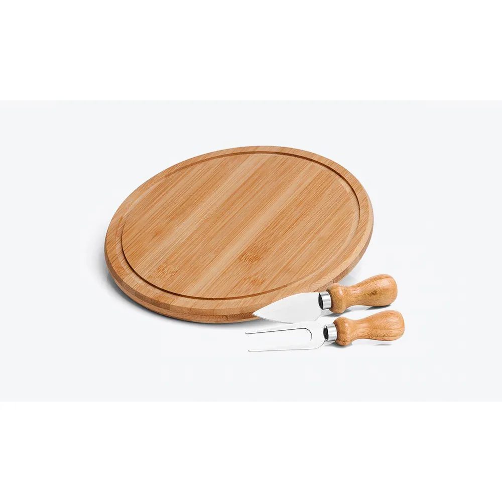Conjunto para queijo em bambu / Inox 3 Pçs mod. KT-010