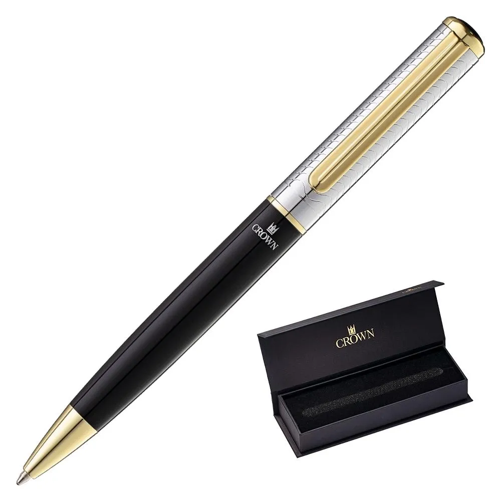 CANETA CROWN REGENT ESF PRATA E PRETA-DI19422