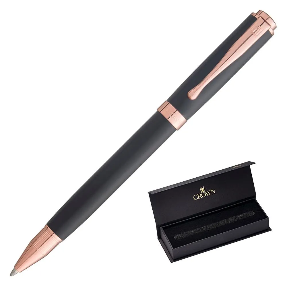 CANETA CROWN BARON ESF PRETA COM OURO ROSA- KIT-DI19700FKT