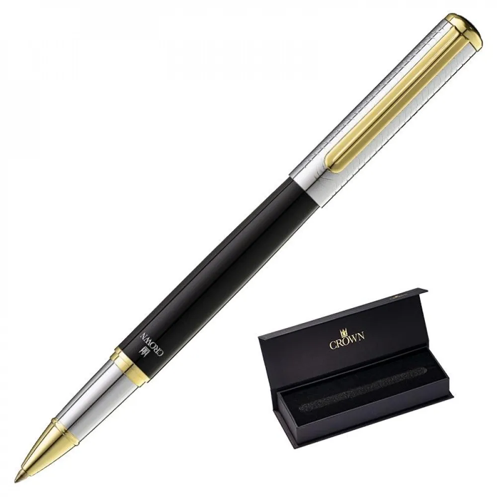 CANETA CROWN REGENT ROL PRATA E PRETA- KIT-DI29422KT