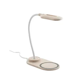 Miniatura de imagem do produto LEZZO. Luminária de mesa com carregador wireless em ABS e fibra de palha de trigo