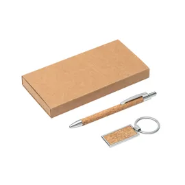 Miniatura de imagem do produto LAVRE. Kit esferográfica e chaveiro em metal com acabamento em cortiça