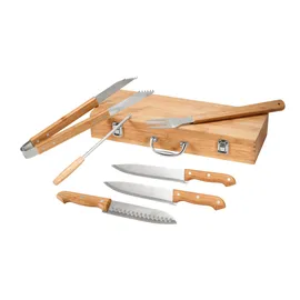 Miniatura de imagem do produto BOTTURA. Kit churrasco em estojo de bambu com 6 peças em aço inox e bambu