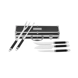 Miniatura de imagem do produto VALASTRO. Kit churrasco em estojo de alumínio com 5 utensílios em aço inox e alumínio