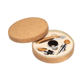 Miniatura de imagem do produto MORETO. Conjunto para vinho com 4 peças em madeira e metal