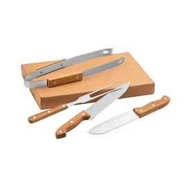 Miniatura de imagem do produto ALIOLI KING. Kit churrasco em caixa kraft com 4 peças em aço inox e bambu