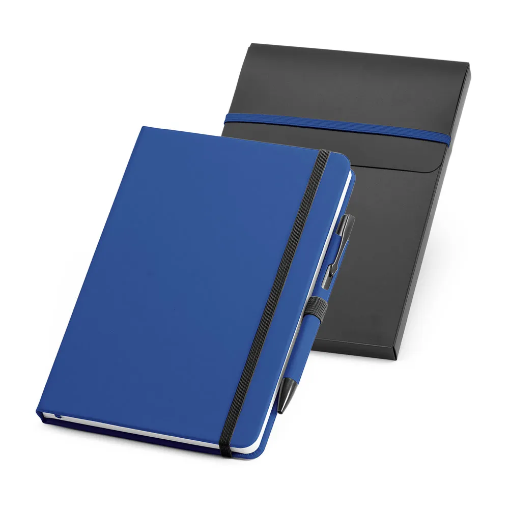 Kit caderno e caneta esferográfica
