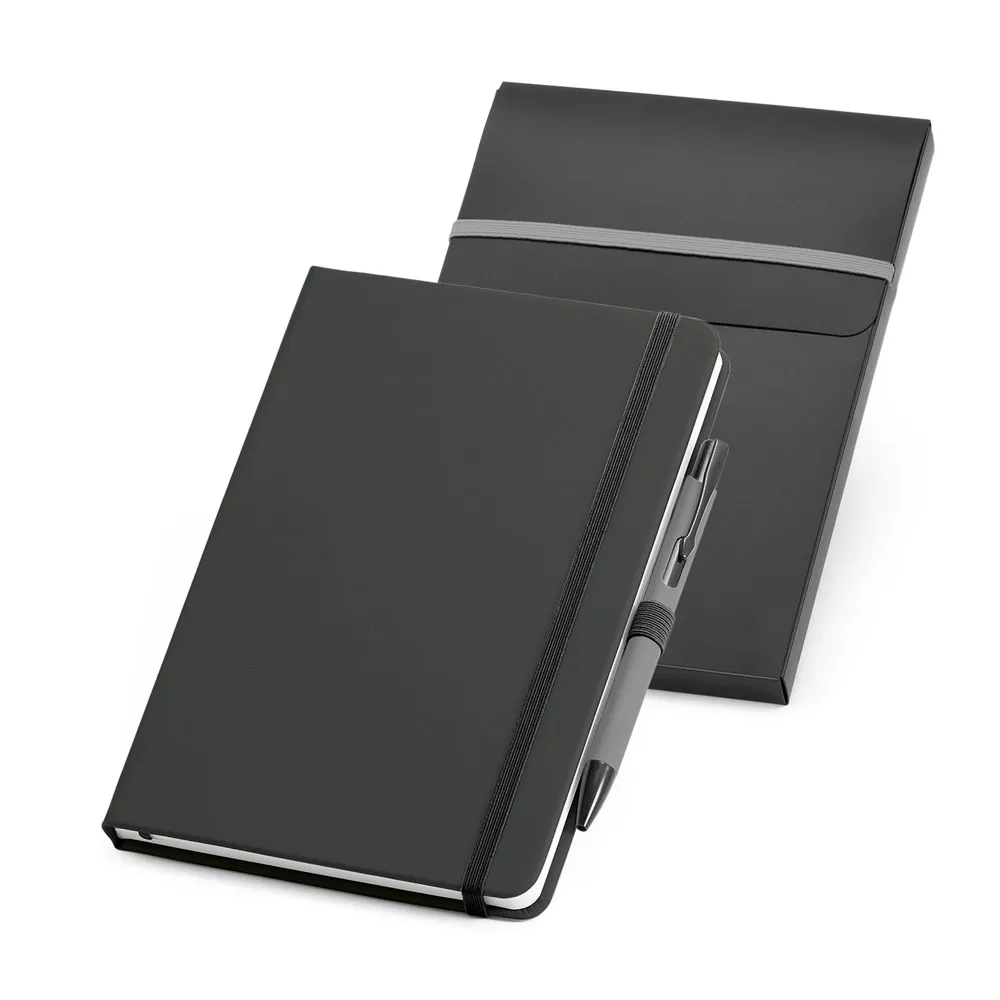Kit caderno e caneta esferográfica