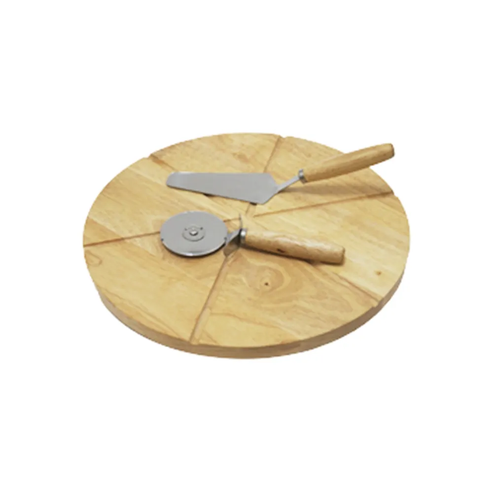 #kit pizza com 2 peças e tábua em madeira