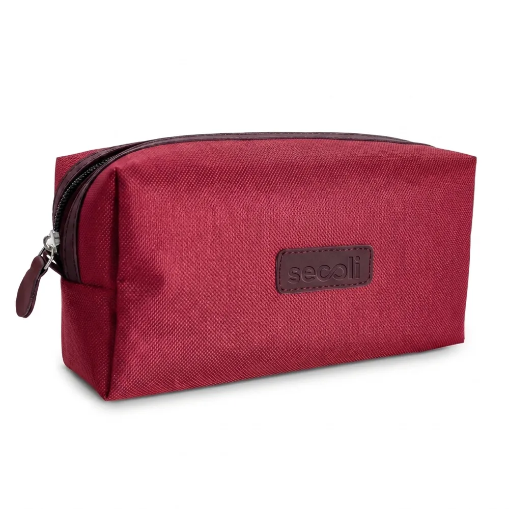 Necessaire em Tecido com Etiqueta em Couro