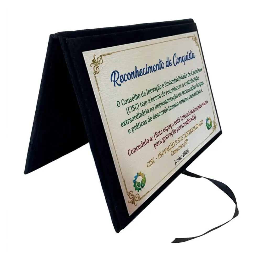 Placa de Homenagem em Capa de Veludo 15 x 10 cm-FB-HB1510